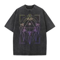 2026 Anime Yu-Gi-Oh! Printed T-shirt Summer Short Sleeve Casual Cotton Tee Shirt Vintage Washed Oversized Tops Men's Clothing XL black