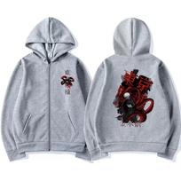 Anime Tokyo Ghoul Kaneki Ken Graphic Zipper Hoodie Men Women Casual Hooded Pullover Fashion Oversized Zip Up Sweatshirts Jackets 2XL gray
