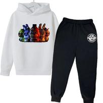 TZWYFNAF Five Nights At Freddys Sweatshirt Set Fleece Kids Sweatpants Boys Jacket Girls Clothes Spring Autumn Hoodie Birthday Gift 120 white