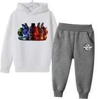 TZWYFNAF Five Nights At Freddys Sweatshirt Set Fleece Kids Sweatpants Boys Jacket Girls Clothes Spring Autumn Hoodie Birthday Gift 140 gray