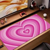 Pink Heart Swirl Kawaii Gaming Mouse Pad Large Extended Desk Mat Aesthetic NonSlip Desk Mat for Office Laptop 30x80x0.3cm