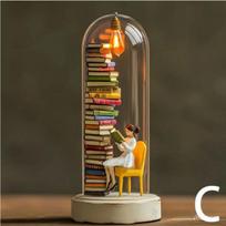 Reader in Test Tube, Reading Resin LED Lamp, Home Decoration Piece Model C
