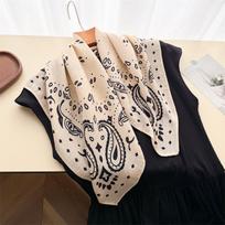 New cashew imitation velvet herringbone pattern cotton and linen small square scarf silk scarf headscarf shawl decorative scarf scarf 68*68cm (1-3cm error)
