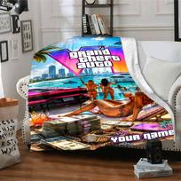 Grand Theft Auto Personalized Text Blanket Throw Personalized Blanket Comfortable Throw For Office Office Chair Couch Home Decor for All Occasions 130cmx150cm
