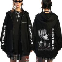 Horror Game Silent Hill Zipper Hoodie Men's Fashion Casual Vintage Zip Up Jacket Unisex Gothic Rock Oversized Zip Up Sweatshirt M juoda