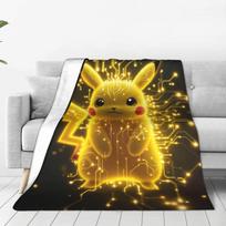 Pikachu su Poke antklode Šilta minkšta raštuota pliušinė pledinė antklodė mergaitėms berniukams sofai kėdei flanelinis patalynės užvalkalas 30x40in yellow