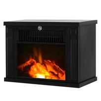 Tabletop Electric Fireplace Black 600/1200W Flame Effect Adjustable Temperature juoda