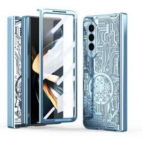 Mechaninis padengimas, skirtas Samsung Galaxy Z Fold 4 5g dėklui, stiklinė plėvelė, ekrano apsauga, vyrių apsauginis dangtelis Case & Screen Protector mėlyna
