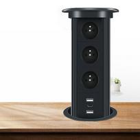 Prancūziškas Europos USB Smart Elektrinis Pakeliamas Lizdas Stalo Salos Stalo Viršus Belaidis Įkrovimas Bluetooth Garsiakalbis Kištukinis Europos Standartas 3-bit French+USB+type-c juoda