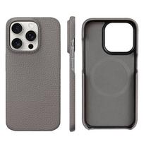 Magsafe Case for IPhone 16 15 Pro Max Promax 15Pro 16Pro Natural Cowhide Leather Magnetic Luxury Phone Back Cover Genuine Leather&For iPhone 15 Pro Max pilka