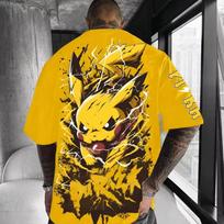 Klasikinė Anime Pokemon Charizard Mėlyna Vyriška Drakono Spaudos Unisex Oversized Trumpomis Rankovėmis Marškinėliai Streetwear Viršutiniai Drabužiai Vyrams 5XL yellow