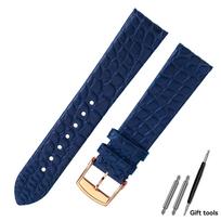 Longines Laikrodžio Dirželis Jialan Natūrali Aligatoriaus Oda L4 Elegantiškas 1832 Vyrams Moterims Krokodilo Oda Itin Plonas Laikrodžio Dirželis 13mm 18mm 18mm-width blue