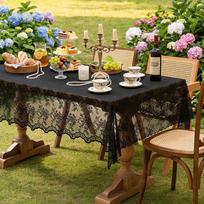 Retro Floral Lace Tablecloth, Semi-Transparent Elegant Dining Table Cover for Home Party Wedding French Tablecloth Decorative Table Linens  135*100【125g】 gray