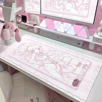 Pink Girl Mouse Pad Large Gaming XXL Kawaii Angel Nonslip Cute Girls Table Setup PC Gamer Laptop Keyboard Office Accessories 40x80x0.2cm gray