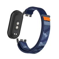Nertas solo dirželis Xiaomi Mi Band 9 apyrankės priedams Elastingos nailoninės laikrodžio apyrankės Pakeitimas correa bracelet for Miband 8 NFC mėlyna/balta