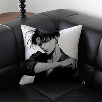 1 vnt. Levi Ackerman Attack On Titan Pagalvės užvalkalas Apsaugotas nuo dulkių erkučių Pagalvės užvalkalas Nematomas užtrauktukas švelnus trumpas pliušas Sofos pagalvės užvalkalas 12x12Inch gray