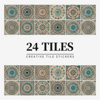 24 vnt. Kūrybingi virtuvės plytelių lipdukai Vandeniui atsparūs Mandala gėlės Plytelių pasta Lipnūs tapetai Miegamojo dekoravimo lipdukai 1 Set  10x10x 24PCS gray