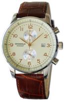 Grandeur 10 ATM atsparus vandeniui odinis chronografo laikrodis OSC051W1 Kreminis x Oda [GRANDEUR] Vyriškas Sidabrinis/Rudas beige