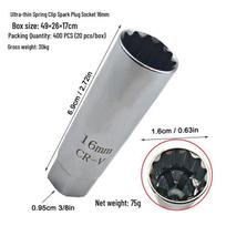 3/8  Itin plonas magnetinis žvakės raktas (14-16 mm) - Ypač ilgas pašalinimo įrankis gray