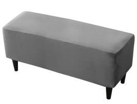 Cover For Double Bench, Footrest Pouf, Velvet, Dark Gray