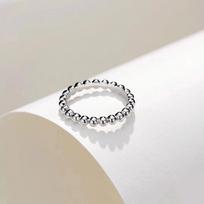 18K Rose Gold Bead Ring for Women: Light Luxury, Diamond-Accented, Fade-Resistant Stacking Piece Number 7 balto aukso spalvos