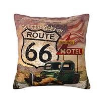 Vintažinė Route 66 pagalvės užvalkalas 40x40cm Namų dekoratyvinis Madingas Amerikietiško kelio pagalvės dekoras Svetainės kvadratinis pagalvės užvalkalas 40x40cm 16x16in