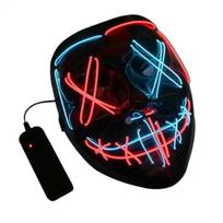 Halloween LED Luminous Mask Letter V Horror Ghost Face Mask Holiday Cosplay Halloween Costume Masquerade Carnival Gift raudona