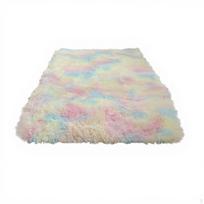 Area Rug, Plush Shaggy Carpet, ultrasoft Bedside Mat, Bedroom, NonSlip, Stain Resistant, Tie-dye Rainbow 60x160cm white