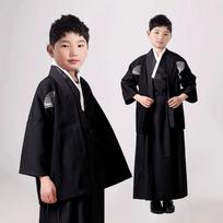 Retro kostiumas japonų samurajų vaikiškas kimono berniuko viršelis karnavalinio vakarėlio scenos pasirodymo kostiumas 140 juoda