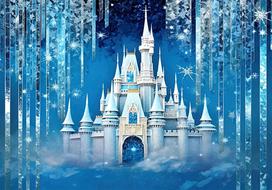 Frozen World Castle Backdrop Girls Princess Birthday Party Decorations Photography Background Christmas Winter Snowflake Banner Vinyl 75X50cm blue