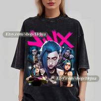 Inx Arcane T-Shirt Unisex Vintage Streetwear Shirt Anime Apparel fanmerch lol Merchandise arcane gift 4XL black