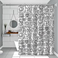 Animacinis K-Keith Haring raštas Vonios Dušo Užuolaida Vonios Pertvaros Užuolaida Šviesiai nepermatoma Vandeniui atspari Medžiaga Vonios 180x200 cm