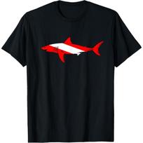 DIVE Shark Diver Down Flag Scuba Diving Graphic T-Shirt T-Shirt XXL juoda