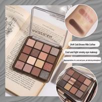 Earth Tones Shadow Palette: Long-lasting, No Fallout Matte & Shimmer Shades, Extreme Sparkle Highlighter, Blush for Multiple Uses 19.2g white