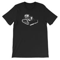 Dozer Construction T-shirt, Funny Bulldozer Backhoe Tee L gray