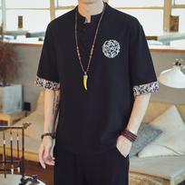 Japonijos samurajų tradicinio stiliaus kimono laisvalaikio marškiniai Madingi švarkai Vyriški kiniški gatvės drabužiai Laisvi marškiniai Drabužiai Viršutinės dalys XXXXXL juoda