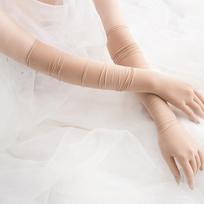 Women Sexy Seamless Ultra-Thin Silk Black Stockings Gloves Solid High Elasticity Transparent Long Tight Sunscreen Arm Sleeve One Size beige