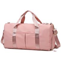 Large-Capacity Travel Bag with Shoe Compartment - Dry/Wet Separation, Shoulder & Cross-Body Luggage Bag One Size rožinė