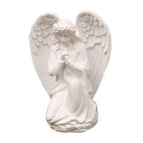 Maldaujantis angelas Statulėlė Stalo puošmena Sodo statulos Angelo dervos figūrėlė Ornamentas kiemui, namams, terasai, knygų lentynai, veja white