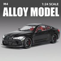 1:24 Metal Die Cast M4 Sports Car Model Simulation Sound Light Boy Toy Car Home Decor Children's Birthday Gift Halloween Toys gray