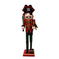 Wooden Christmas Pirate Polices Officer Nutcrackers Figurine for Mantels Shelf Entryway Table Display with Freestanding Base Home Decors brown