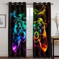 Custom Modern Game Controller Children's Thin Window Drapes for Window Boy Kid  Bedroom Decor 2 Pieces Blinds Window  cortinas 100W130H(CM)40x51in&Grommet Top blue