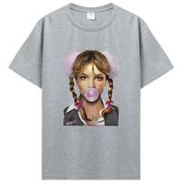 Singer Britney Spears Bubblegum Graphic TShirt Unisex Unisex High Quality Vintage T Shirt Cotton Oversized Tshirt Tops Streetwear 4XL gray