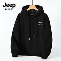 Vyriškas JEEP SPIRIT žieminis su gobtuvu megztinis su vilnos pamušalu L black