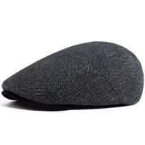 Herringbone retro British beret men's autumn and winter literary forward hat cap big head circumference Adjustable pilka spalva