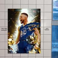 Stephen Curry Warriors Čempionato Edition Lipnus Aliejinis Drobė, Be Rėmo Aukštos Rezoliucijos. 21X30【PP Poster with Adhesive Back】