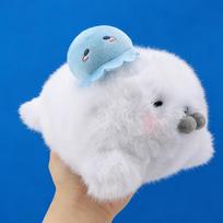 25cm Soft Cute Seals Plush Toy Sea Worlds Animal Octopus Sea Lion Plush Stuffed Doll Big Eyes Baby Birthday Gifts for Kids Girls 25cm white