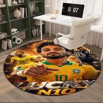 Lucky Football Neymar Journey Round Rug for Livingroom,Bedroom, Palyroom, Chair Rug, Area rug, Circle Carpet, Large Size Fan Christmas gift 80cmx80cm white