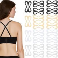 20pcs Bra Clips, Bra Strap Holders for Sliding Floral Straps, Cross Back Hooks, Hide and Control Neckline Accessories, Black, White beige