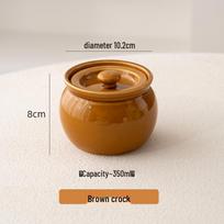 Ceramic Stew and Steam Pot for Single Serving Soups 350ml Small brown